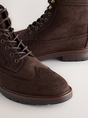 Brown Tall Brogue Boots - Image 3 of 5