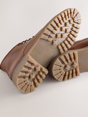 Tan Brown Tall Apron Toe Leather Boots - Image 5 of 5