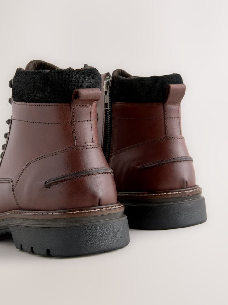 Brown Tall Leather Zip-Up Boots - Image 2 of 5 Brown Tall Leather Zip-Up Boots - Image 2 of 5