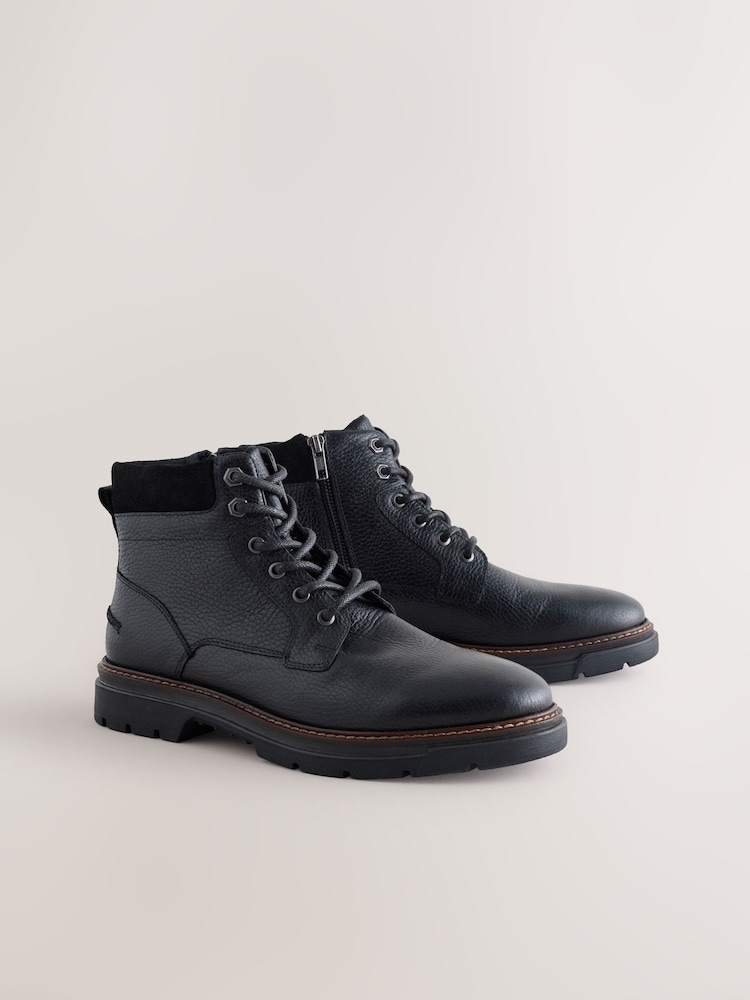 Black Tall Leather Zip-Up Boots - Image 1 of 4 Black Tall Leather Zip-Up Boots - Image 1 of 4