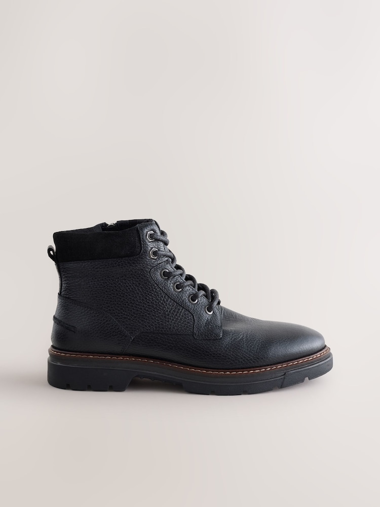Black Tall Leather Zip-Up Boots - Image 2 of 4 Black Tall Leather Zip-Up Boots - Image 2 of 4