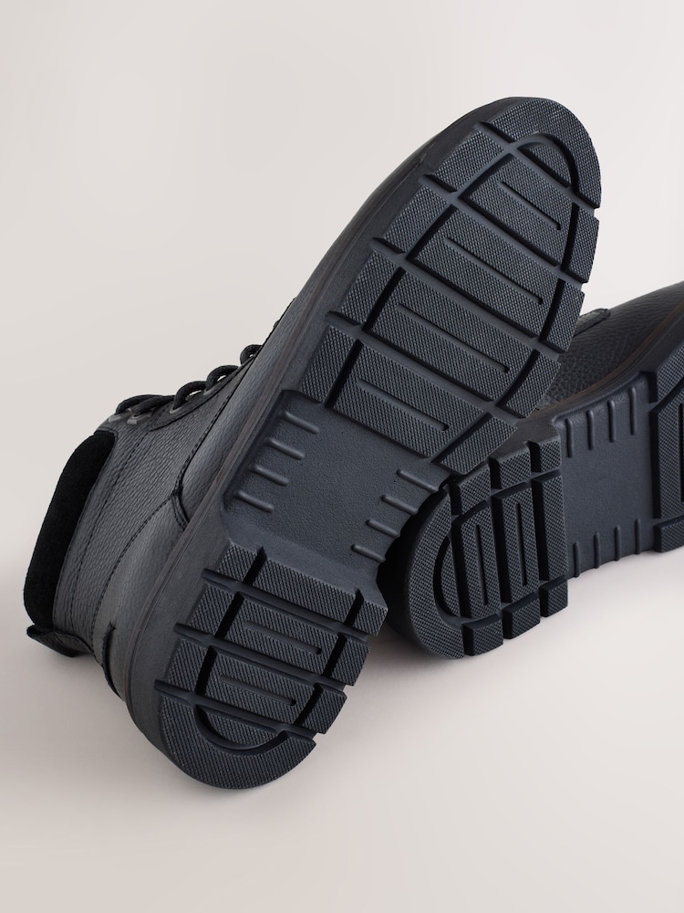 Black Tall Leather Zip-Up Boots - Image 4 of 4 Black Tall Leather Zip-Up Boots - Image 4 of 4