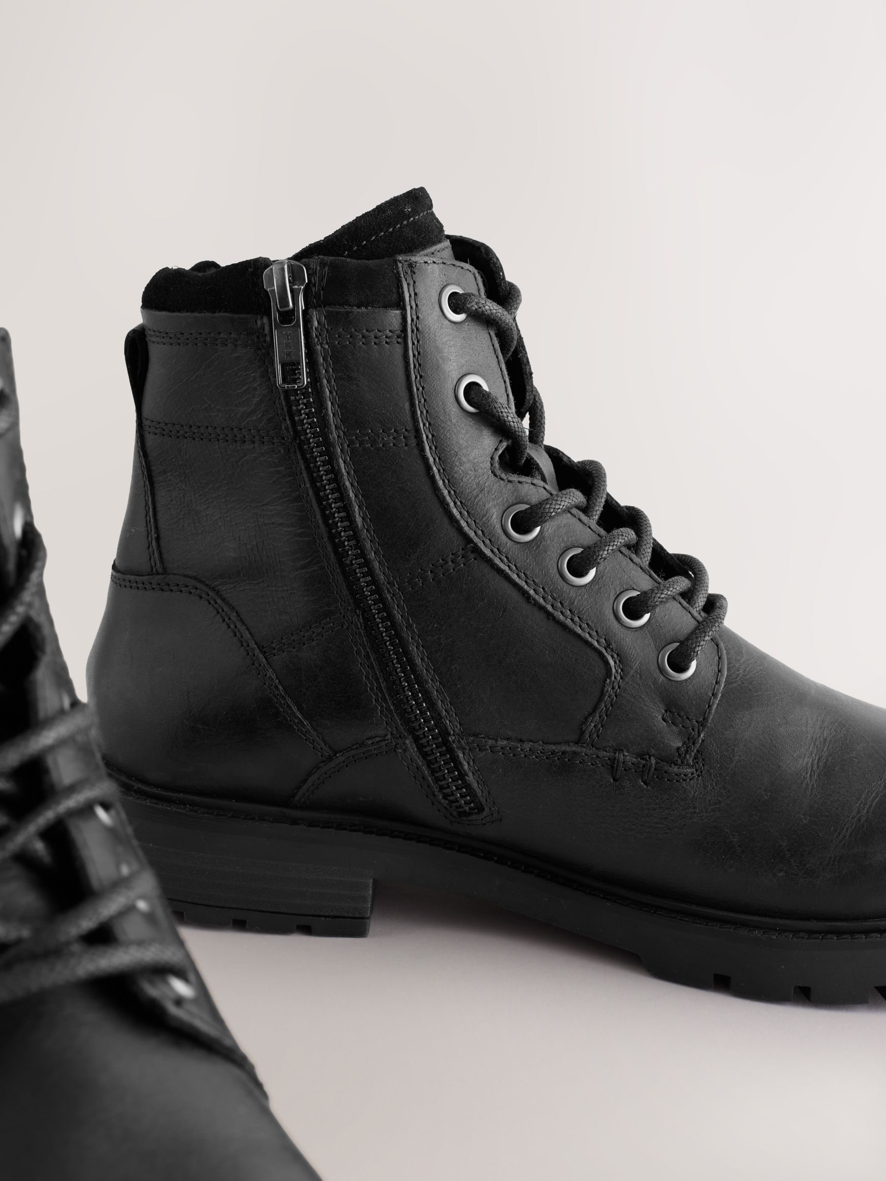 Buy Black Leather Zip-Up Borg Lined Boots from Next South Africa