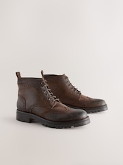 Brown Tall Chunky Lace-Up Brogue Boots - Image 1 of 5