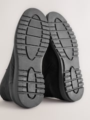 Black Tall Leather Apron Toe Boots - Image 5 of 5
