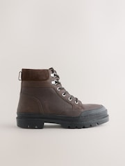 Brown Tall Cleated Leather Boots - Image 2 of 5