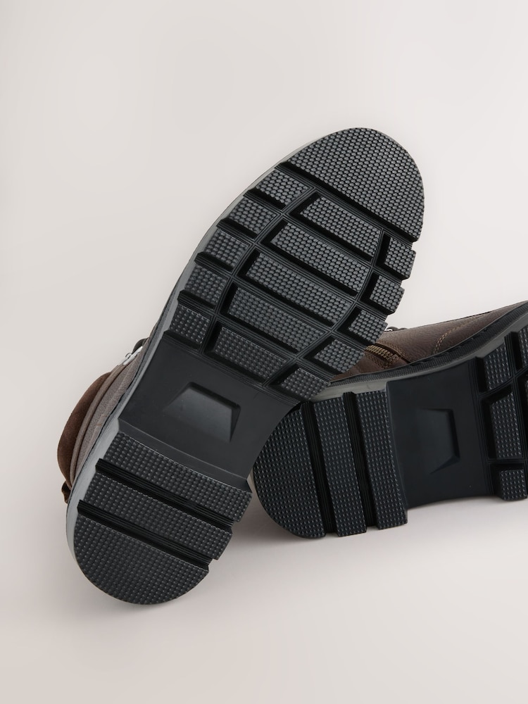 Brown Tall Cleated Leather Boots - Image 5 of 5