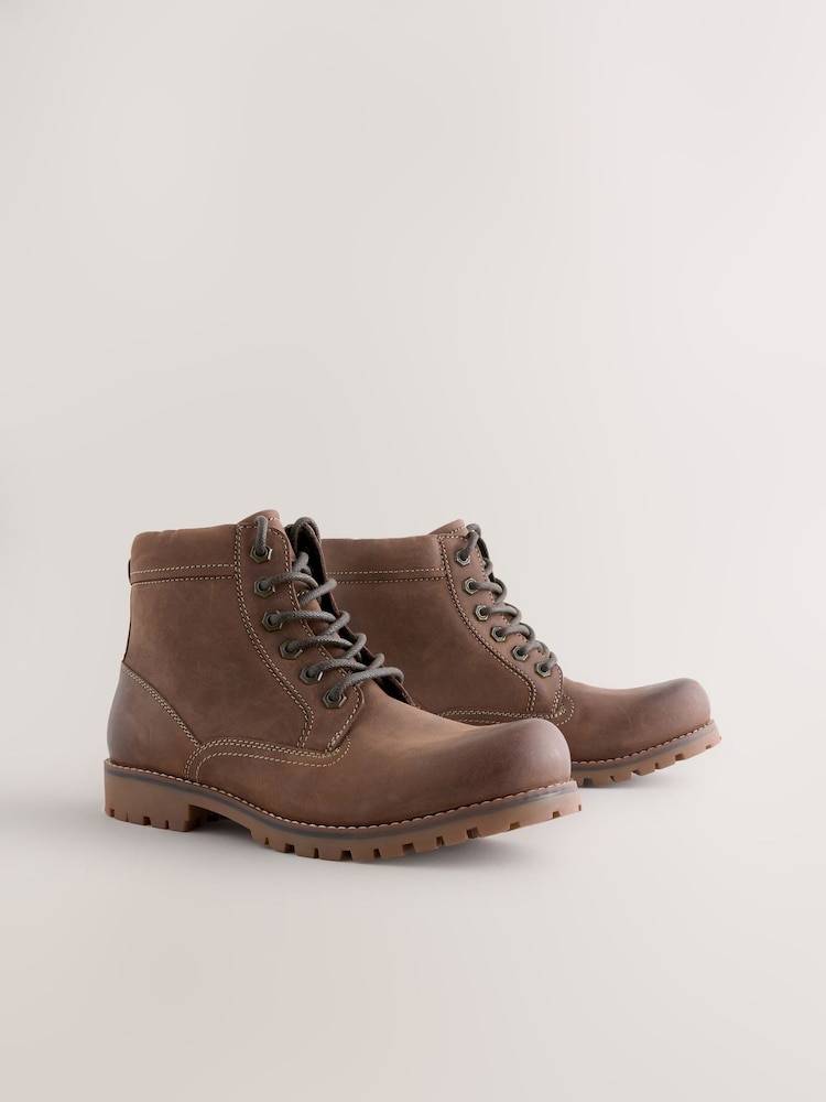 Brown Tall Rugged Leather Boots - Image 1 of 5