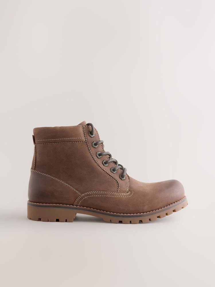 Brown Tall Rugged Leather Boots - Image 2 of 5