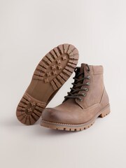 Brown Tall Rugged Leather Boots - Image 4 of 5
