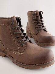 Brown Tall Rugged Leather Boots - Image 5 of 5
