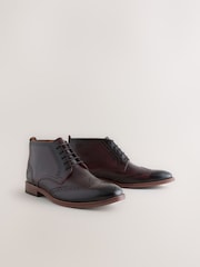 Burgundy Red Smart Brogue Leather Boots - Image 1 of 5
