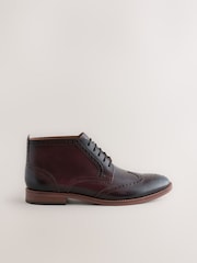 Burgundy Red Smart Brogue Leather Boots - Image 2 of 5