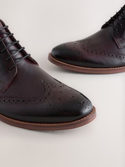 Burgundy Red Smart Brogue Leather Boots - Image 4 of 5