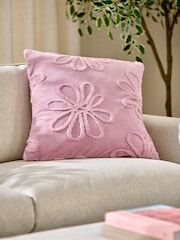 Blush Pink 50 x 50cm Cut Faux Fur Daisy Cushion - Image 1 of 5