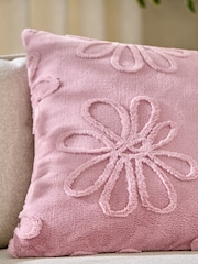 Blush Pink 50 x 50cm Cut Faux Fur Daisy Cushion - Image 2 of 5
