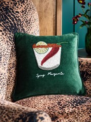 Dark Green 35 x 35cm Embellished Spicy Margarita Cushion - Image 1 of 5