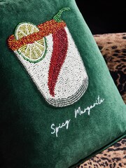 Dark Green 35 x 35cm Embellished Spicy Margarita Cushion - Image 2 of 5