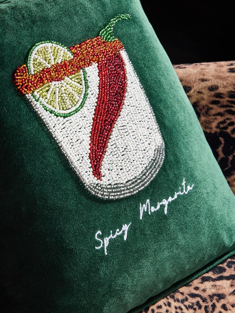 Dark Green 35 x 35cm Embellished Spicy Margarita Cushion - Image 2 of 5