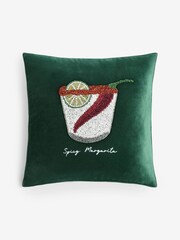 Dark Green 35 x 35cm Embellished Spicy Margarita Cushion - Image 3 of 5