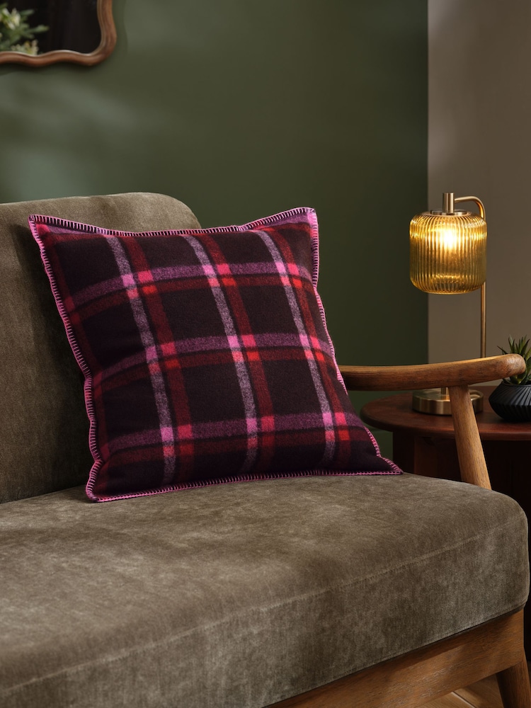 Plum Purple 50 x 50cm Check Cushion - Image 1 of 2