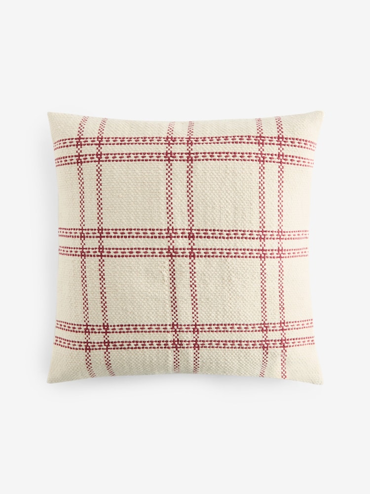Red Windowpane Check Rectangular 50 x 50cm Cushion - Image 3 of 3 Red Windowpane Check Rectangular 50 x 50cm Cushion - Image 3 of 3