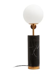 Fifty Five South Black Marmo Marble Table Lamp With White Shade - Image 3 of 3