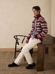 Vermelho - Regular Fit Cotton Rich Fairisle Pattern Zip Through Cardigan - Imagem 2 de 7