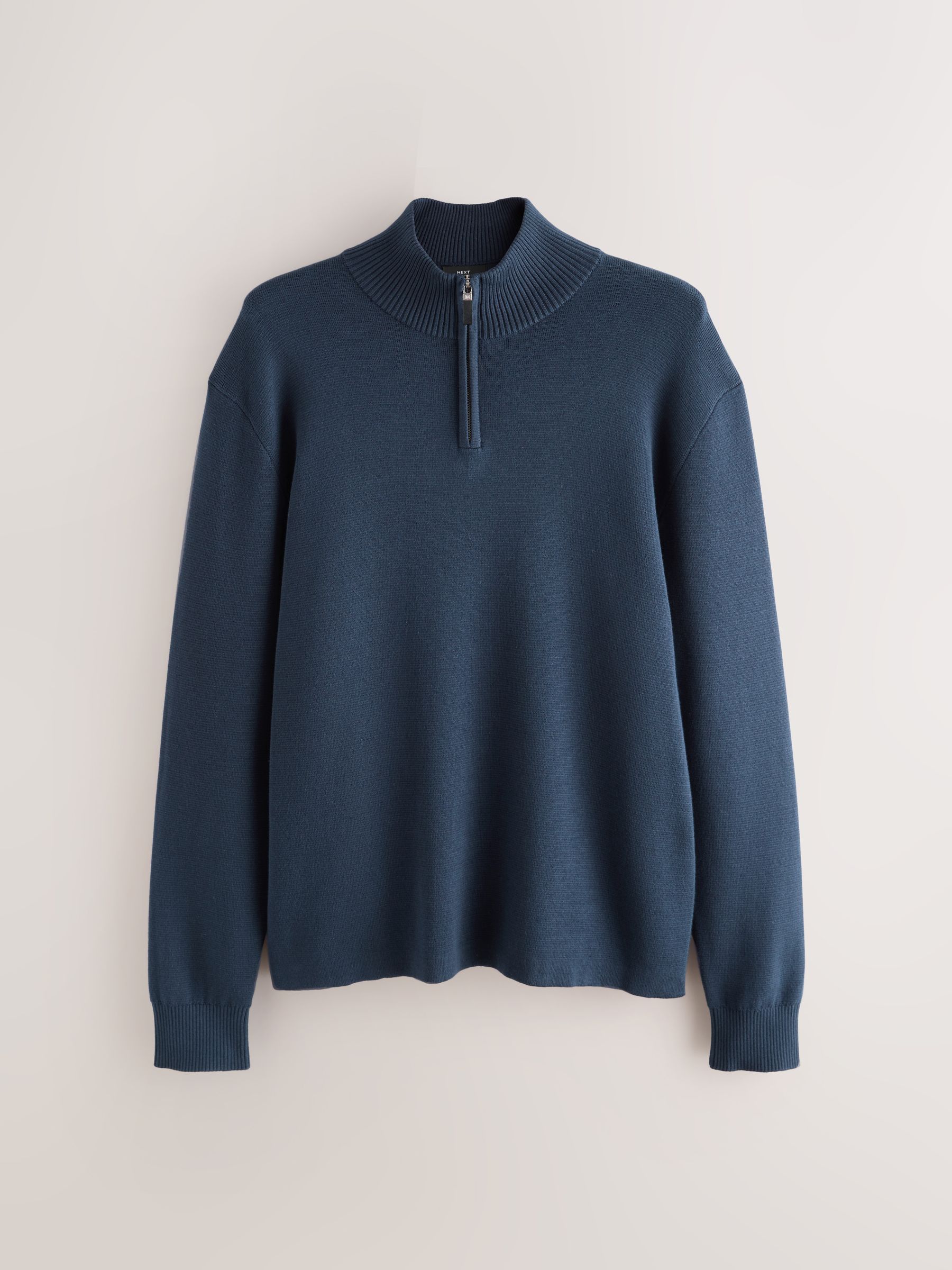 Buy Navy Blue Regular Fit Hemless Premium Quarter Zip Neck Jumper