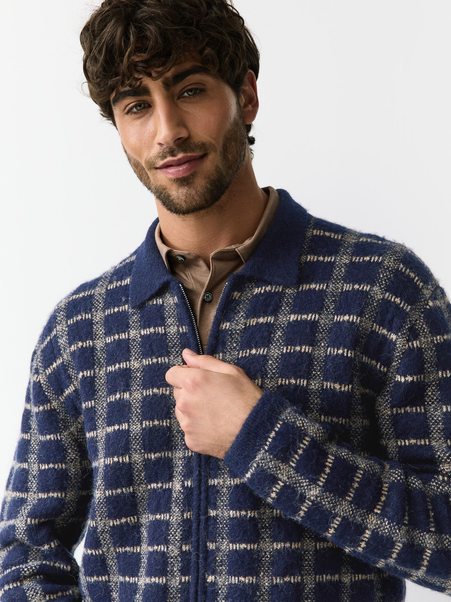トップス andequal checked pattern knit mideal sly F77069s.jpg