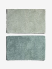 Set of 2 Green 100% Cotton Bath Mats - Image 3 of 3