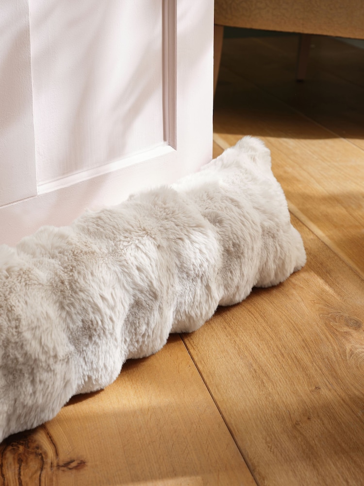 Oyster Aspen Faux Fur Draught Excluder Doorstop - Image 2 of 3