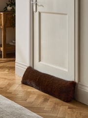 Chocolate Brown Fox Faux Fur Draught Excluder Doorstoop - Image 1 of 5