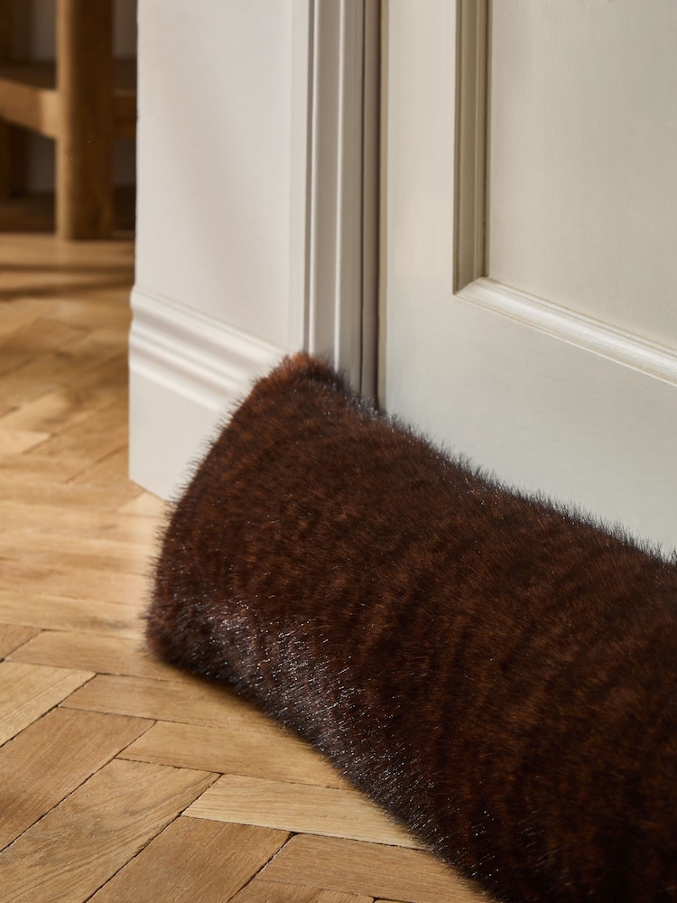 Chocolate Brown Fox Faux Fur Draught Excluder Doorstoop - Image 2 of 5