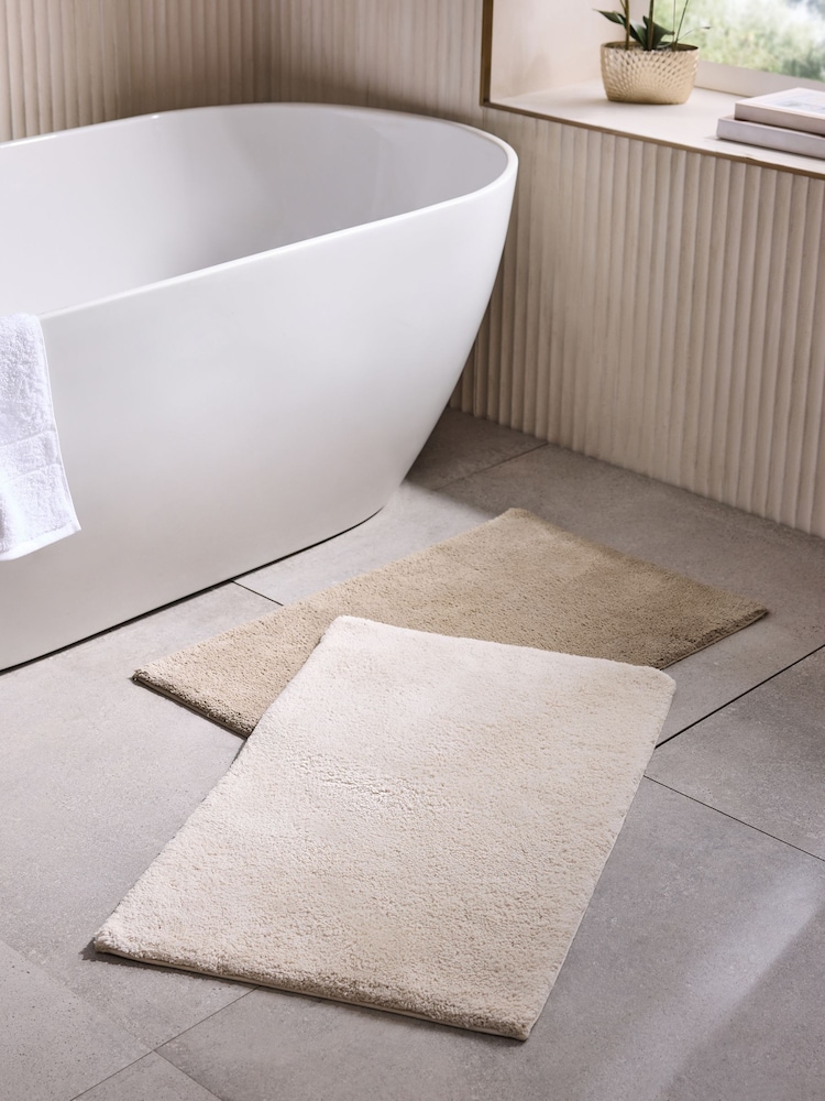 Set of 2 Natural 100% Cotton Bath Mats - Image 1 of 3