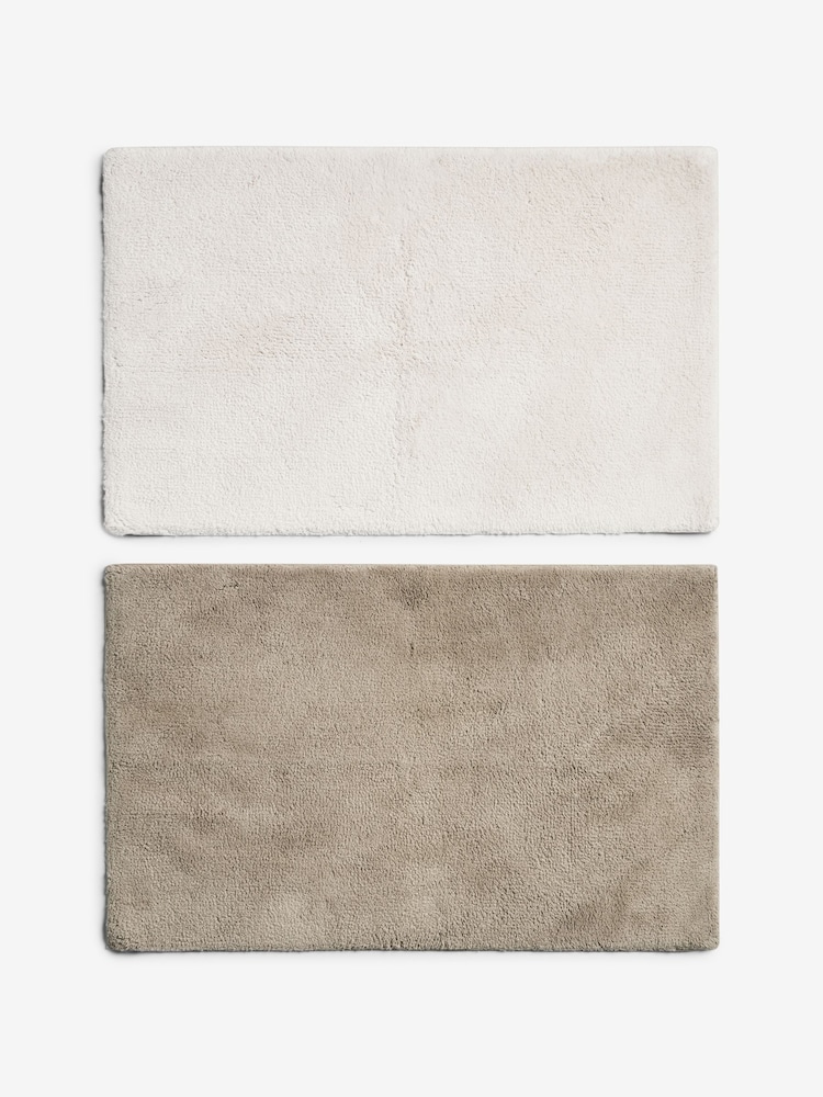Set of 2 Natural 100% Cotton Bath Mats - Image 3 of 3
