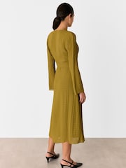 Whistles Green Alex Textured Wrap Midi Dress - Image 2 of 5
