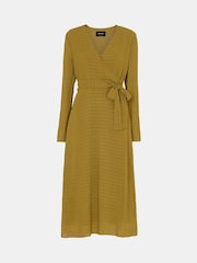 Whistles Green Alex Textured Wrap Midi Dress - Image 5 of 5