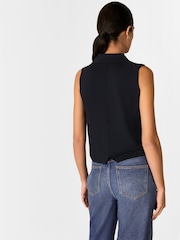 Whistles Blue Maisie Button Front Tank - Image 2 of 5