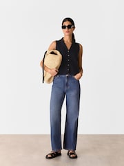 Whistles Blue Maisie Button Front Tank - Image 3 of 5