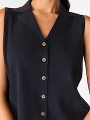 Whistles Blue Maisie Button Front Tank - Image 4 of 5