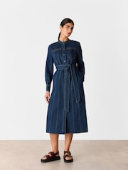Whistles Blue Myra Denim Midi 100% Cotton Dress - Image 1 of 5
