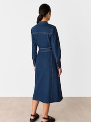 Whistles Blue Myra Denim Midi 100% Cotton Dress - Image 2 of 5