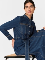 Whistles Blue Myra Denim Midi 100% Cotton Dress - Image 4 of 5