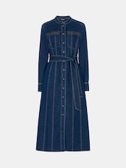 Whistles Blue Myra Denim Midi 100% Cotton Dress - Image 5 of 5