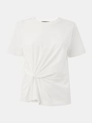 Whistles White Twist Front Detail 100% Cotton T-Shirt - Image 5 of 5