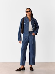 Whistles Blue 100% Cotton Pinstripe Denim Jacket - Image 4 of 6