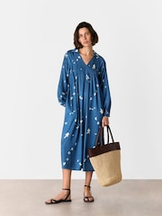 Whistles Blue Sun Bleached Floral Dress - Image 1 of 5