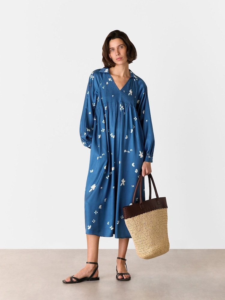 Whistles Blue Sun Bleached Floral Dress - Image 1 of 5