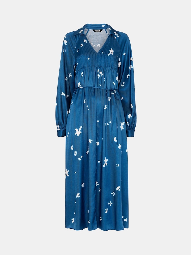 Whistles Blue Sun Bleached Floral Dress - Image 5 of 5